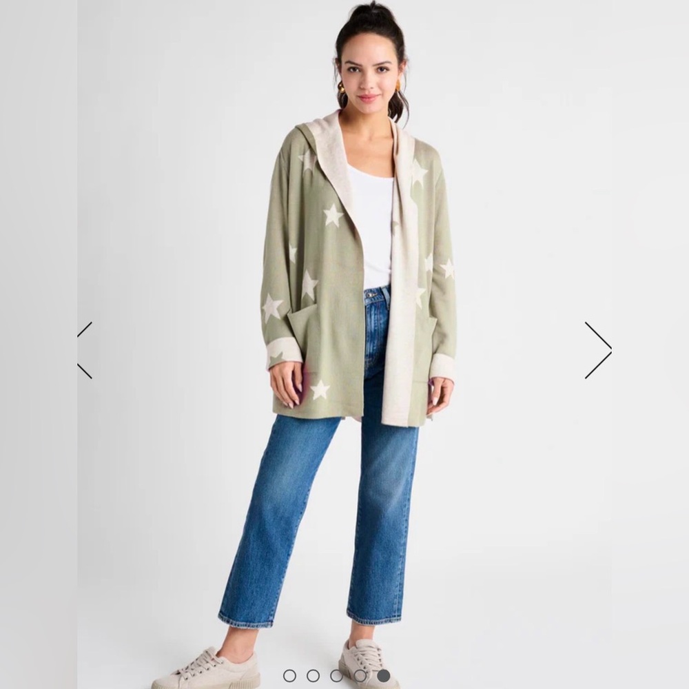 NWOT Splendid Sydney Cashblend Star Reversible Cardigan in Olive, Size L